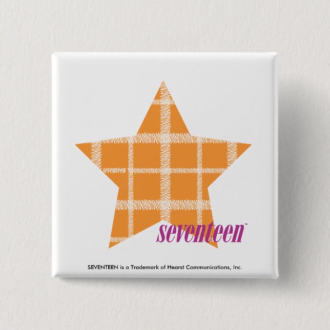 Plaid Orange 2 15 Cm Square Badge (Front)