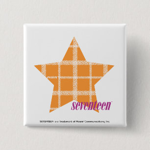 Plaid Orange 2 15 Cm Square Badge