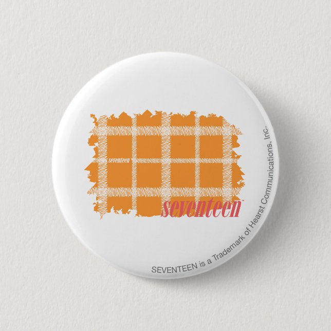 Plaid Orange 3 6 Cm Round Badge (Front)