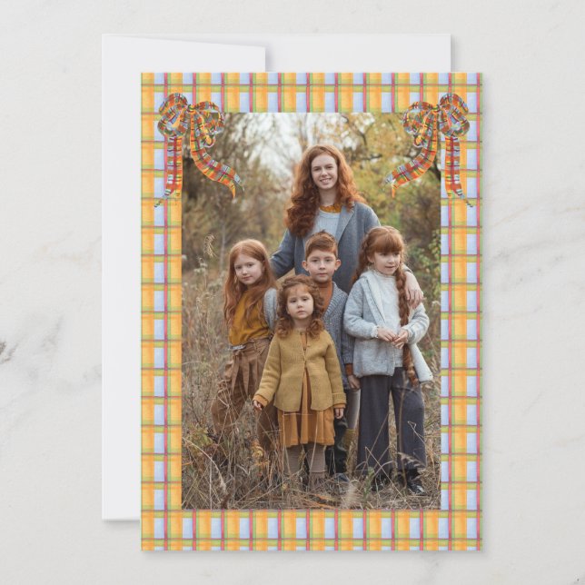 Plaid Orange Blue, Photo Card (Front)