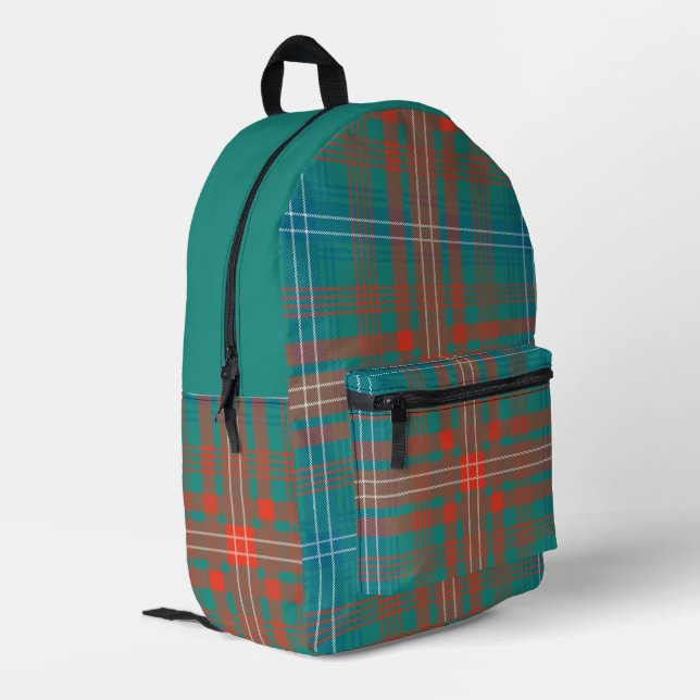 Plaid Orange Turquoise Rustic Wilson Tartan Printed Backpack (Back Corner Left)