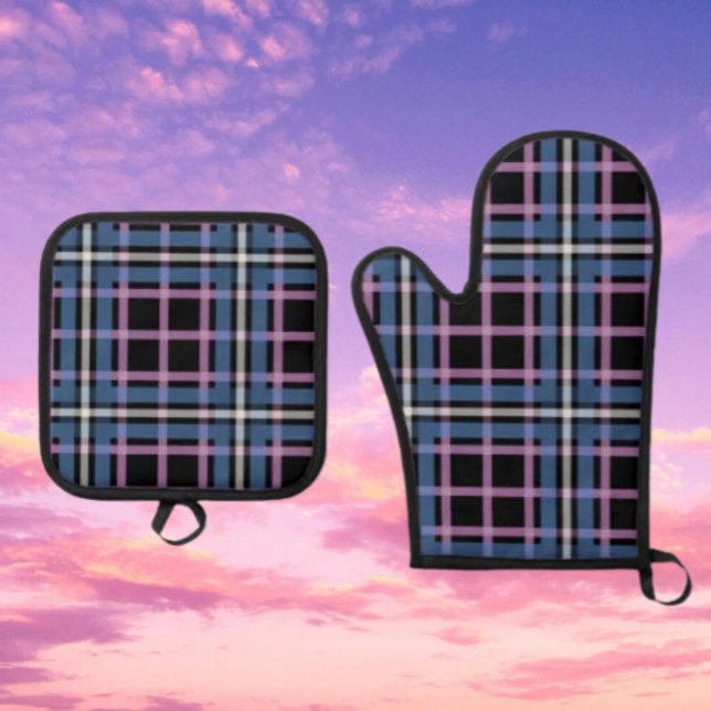 Plaid Oven Mitt & Pot Holder Set – Blue & Lavender (Creator Uploaded)