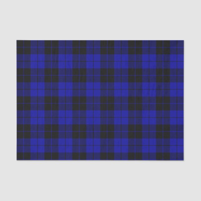 Plaid Pattern Black and Blue Tissue Paper (Front)