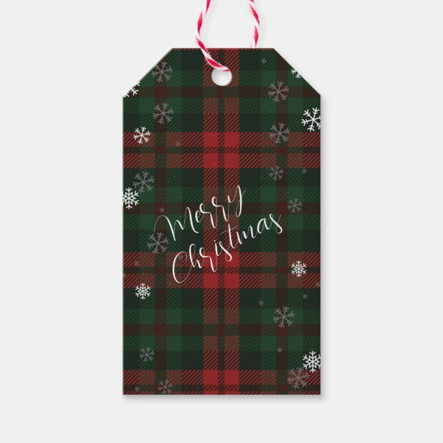 Plaid Pattern Christmas Holidays Gift Tags (Front)