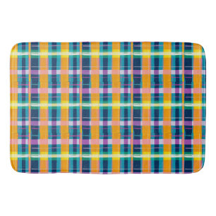 plaid pattern colourful bath mat