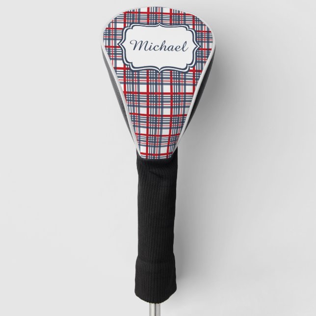 Plaid pattern golf head cover (Front)