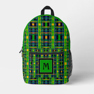 Plaid Pattern Green Orange Black Tartan Check Printed Backpack