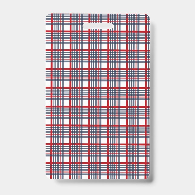 Plaid pattern ID badge (Front)
