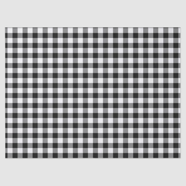Plaid Pattern In Black & White Tissue Paper (Front)