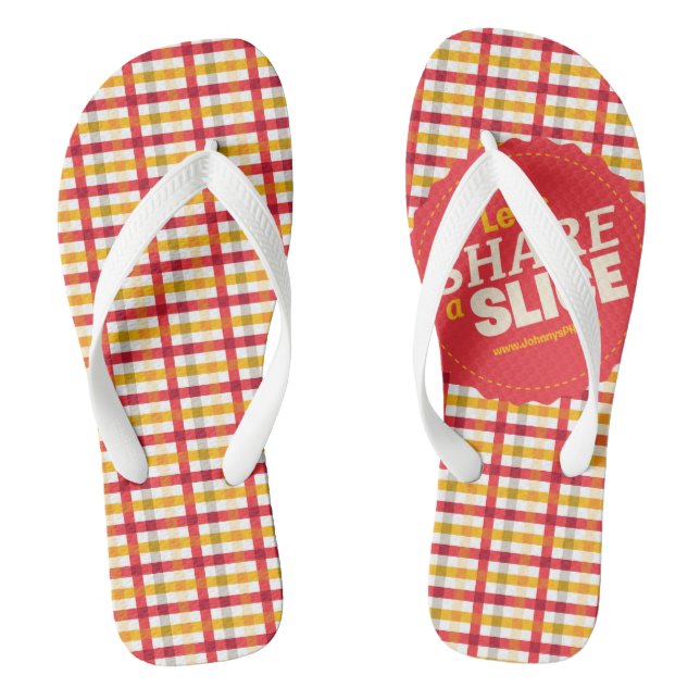 Plaid Pattern Let's Share a Slice Flip Flops (Footbed)