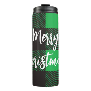 Plaid Pattern Merry Christmas Thermal Tumbler