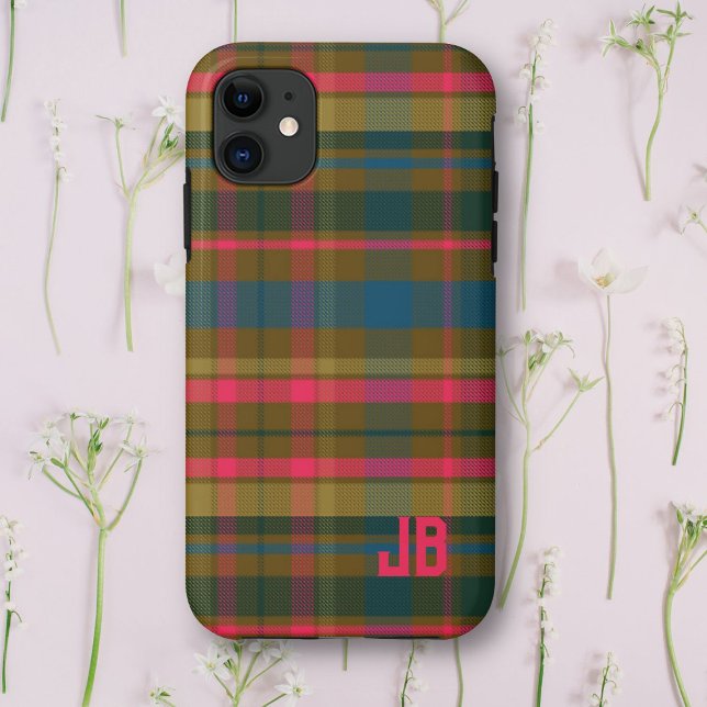 Plaid Pattern Monogram Case-Mate iPhone Case (Creator Uploaded)