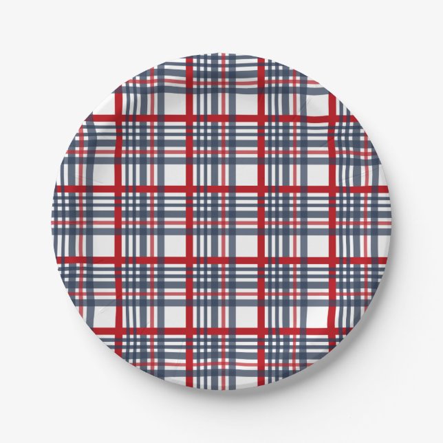 Plaid pattern paper plate (Front)