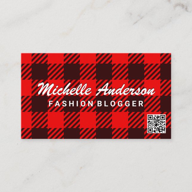 Plaid Pattern | QR Code Business Card (Front)