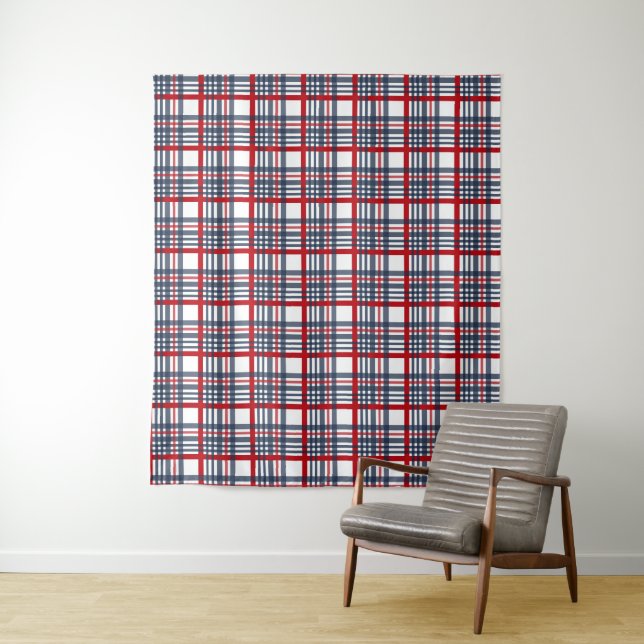 Plaid pattern tapestry (In Situ)