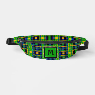 Plaid Pattern Tartan Check Green Orange Black Bum Bags