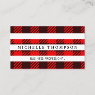 Plaid Pattern   White Stripes Business Card