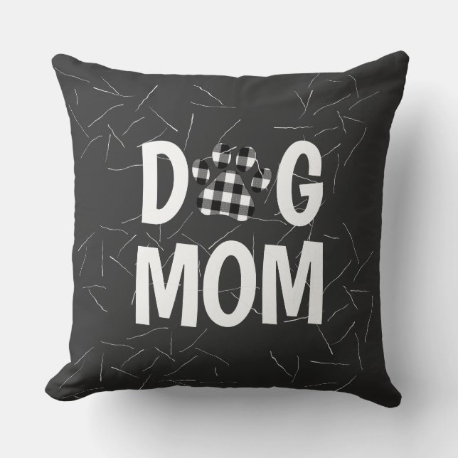 Plaid Paw DOG MOM Text with Hair Cushion (Front)
