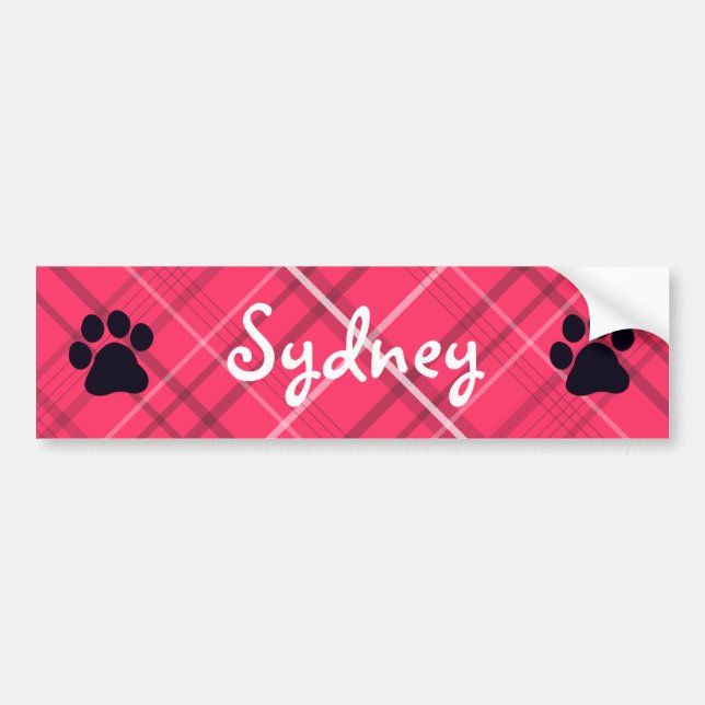 Plaid Paw Print Bumper Sticker (Front)