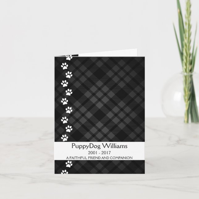 plaid paws pet loss memorial card (Front)