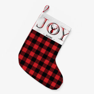 Plaid Personalised Joy Christmas Small Christmas Stocking
