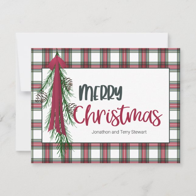 Plaid Personalised Merry Christmas Card (Front)