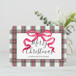Plaid Personalised Merry Christmas Card