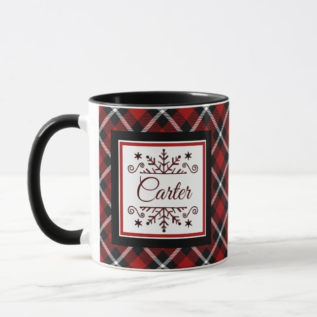 Plaid Personalised snowflake   Mug (Left)