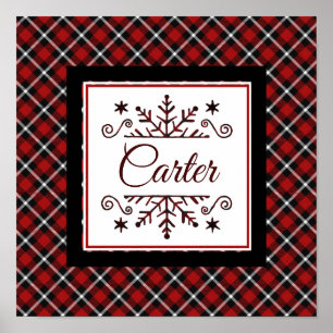 Plaid Personalised snowflake Poster
