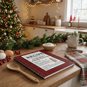 Plaid Personalized Recipe Notebook-Christmas Gift Notebook