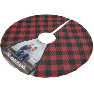 Plaid Photo Christmas Brushed Polyester Tree Skirt