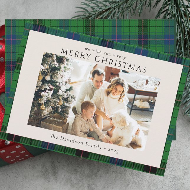 Plaid Photo Custom Tartan Christmas Holiday Card (Plaid Photo Custom Tartan Christmas Holiday Card)