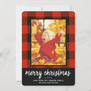 Plaid Photo Merry Christmas Holiday Card
