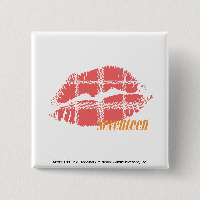 Plaid Pink 15 Cm Square Badge (Front)