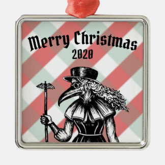 Plaid Plague Doctor Christmas Metal Tree Decoration