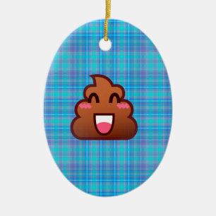 plaid poop emoji ceramic tree decoration