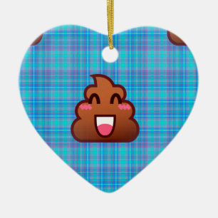 plaid poop emoji ceramic tree decoration