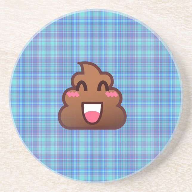 plaid poop emoji coaster (Front)