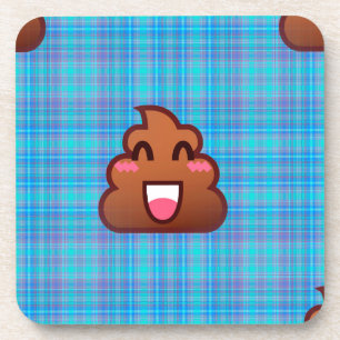 plaid poop emoji coaster