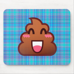 plaid poop emoji mouse mat