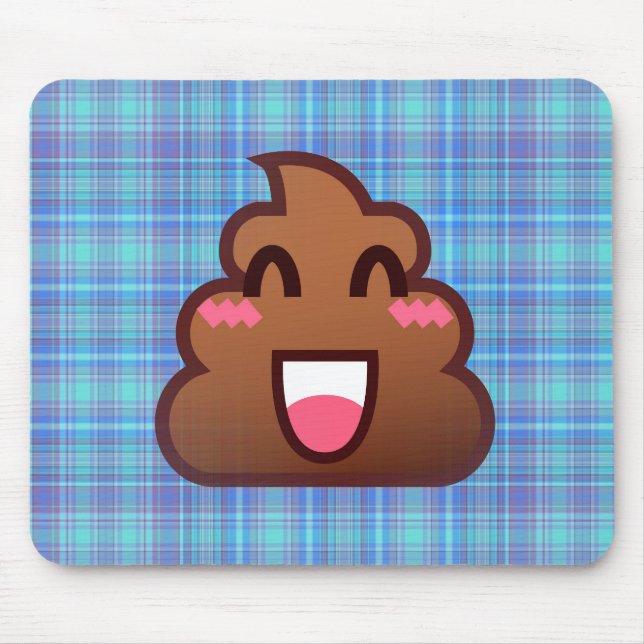 plaid poop emoji mouse mat (Front)