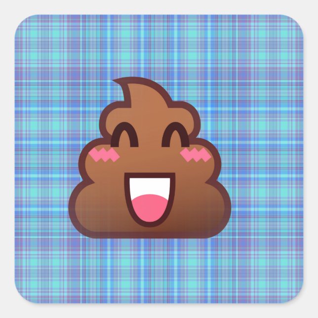 plaid poop emoji square sticker (Front)