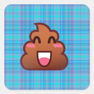 plaid poop emoji square sticker