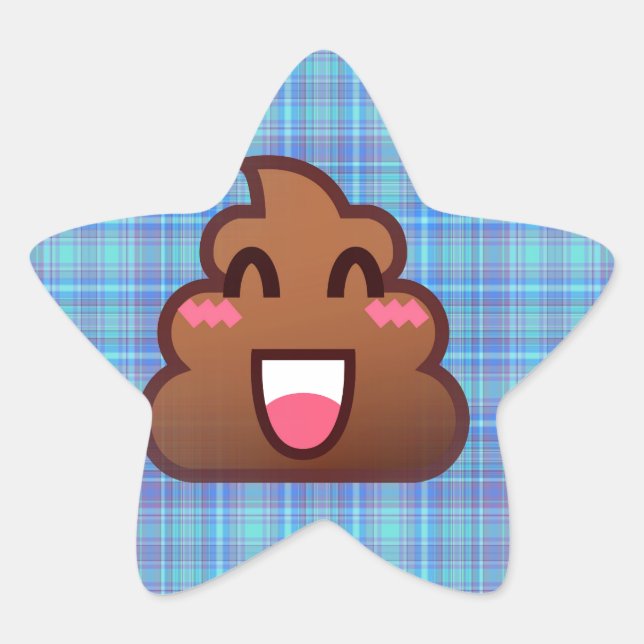 plaid poop emoji star sticker (Front)