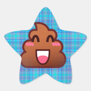 plaid poop emoji star sticker
