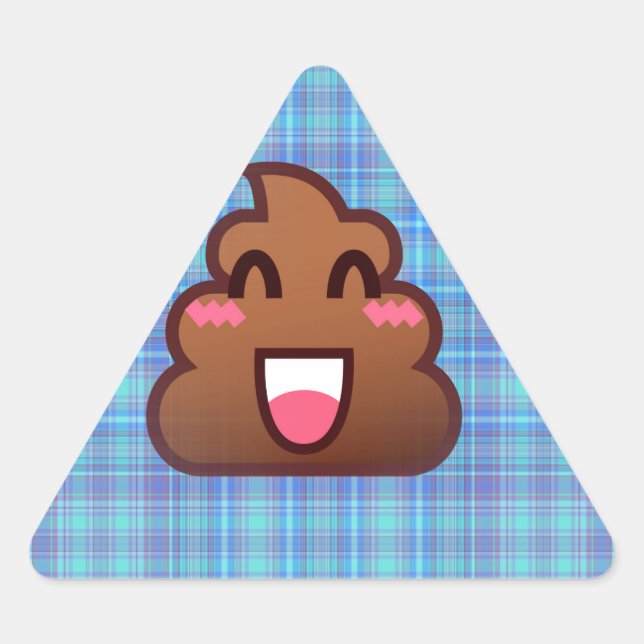 plaid poop emoji triangle sticker (Front)