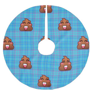 plaid poop emoji xmas christmas tree skirt
