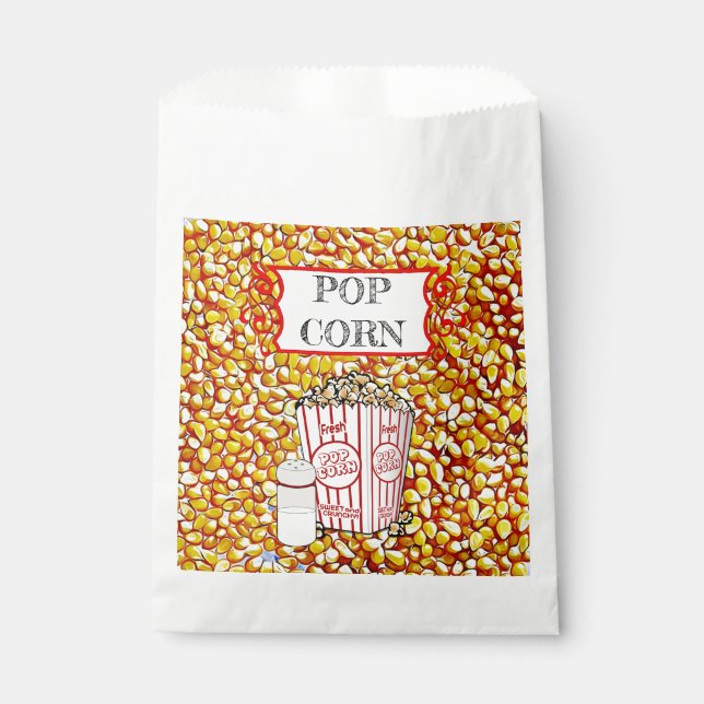 Plaid Popcorn Kernals Retro Paper Bag (Front)
