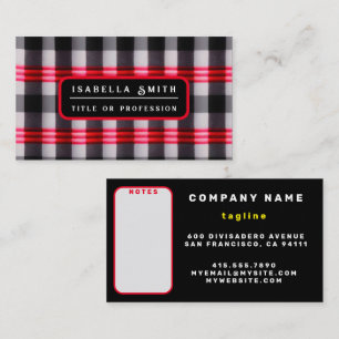 Plaid Popular Abstract Red Black Plaid Collection Business Card