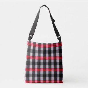 Plaid Popular Abstract Red Black Plaid Collection Crossbody Bag
